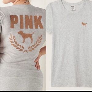 PINK Victoria's Secret shine logo T-shirt Large NEW WITH TAGS